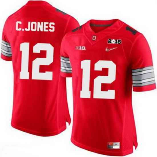 Cardale Jones Nike Ohio State Buckeyes OSU College Football Mens  12 Diamond Quest 2015 Patch Red Jersey Jersey